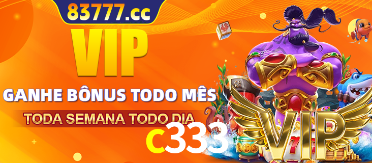 Banner promocional do c333 oferecendo 100% de recompensas adicionais contínuas para quem fizer o login diário (Daily sign-in), com um mascote de coelho.
