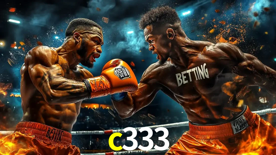 Dois boxeadores em uma luta intensa e explosiva, representando a adrenalina e as oportunidades de apostas em esportes de combate disponíveis na plataforma c333.